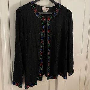 Laurence Kazar black sequin evening jacket